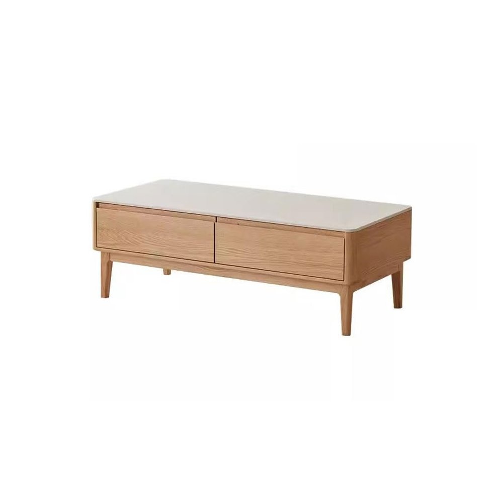 FEELIN Coffee Table Night Stand Solid Wood Coffee Table Modern Simple Log Small Apartment Living Room Tea Table Oak Slate Tea Table Coffee Tables for Living Room