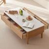 FEELIN Coffee Table Night Stand Solid Wood Coffee Table Modern Simple Log Small Apartment Living Room Tea Table Oak Slate Tea Table Coffee Tables for Living Room view 4