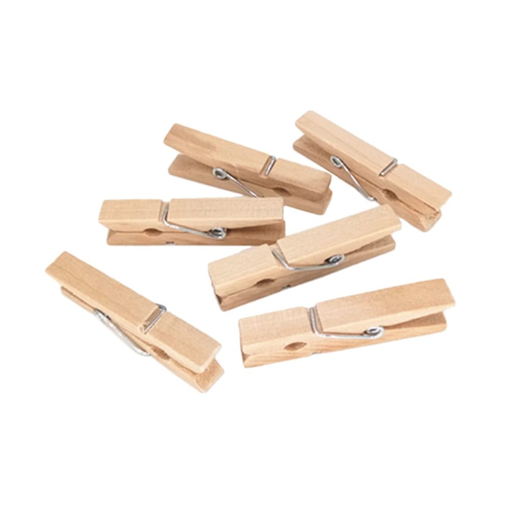 Holibanna Wooden Photo Hanging Clips 30pcs Mini Clothespins Multi-Function Paper Message Pegs White Decorative Clips