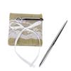 PRETYZOOM Jute Lace Guestbook Pen Stand Bridal Shower Decor Wedding Reception Accessory view 1