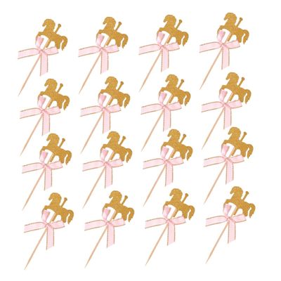 FELTECHELECTR 50Pcs Carousel Horse Cupcake Toppers Unique Cake Decorations for Birthdays Showers and Horse Themed Parties Pretty Horse Cake Picks for Desserts and Celebrations
