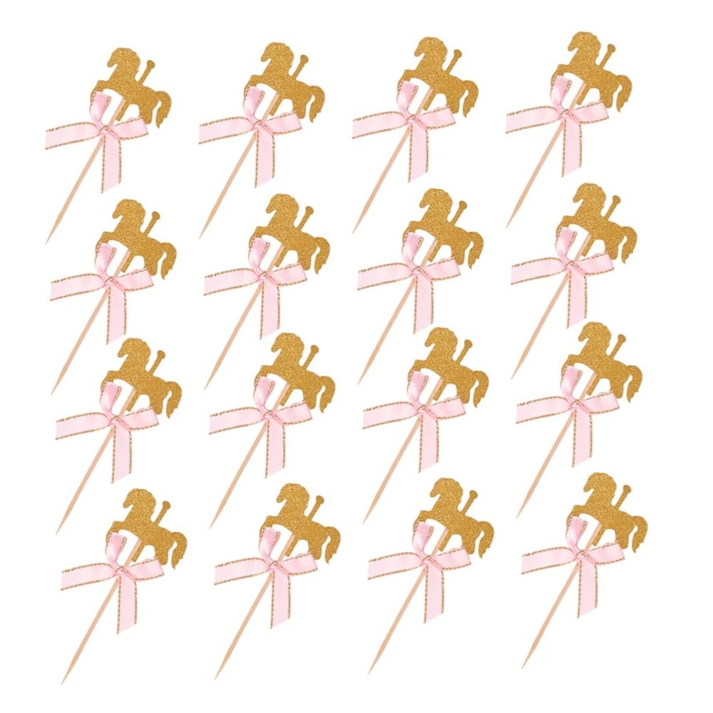 FELTECHELECTR 50Pcs Carousel Horse Cupcake Toppers Unique Cake Decorations for Birthdays Showers and Horse Themed Parties Pretty Horse Cake Picks for Desserts and Celebrations