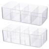 Amosfun Clear Socks Storage Box 2-Pack 8-Cell Organizer with Dividers for Underwear and Small Items Drawer Storage 10.62X5.11X3.22 Inches view 1