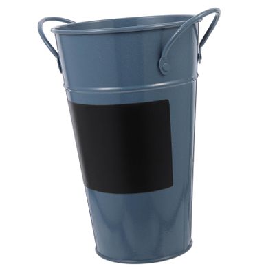 Amosfun Vintage Metal Bucket Blackboard Design Retro Garden Planter for Home Office and Indoor Decor Creative Planter for Floral Arrangements and Decorations