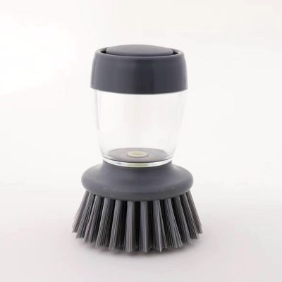 GeRRiT Soap Dispensing Palm Brush Storage Set, Kitchen Brush with Holder for Pot Pan Sink Cleaning, 1 Set (Grey), Gray