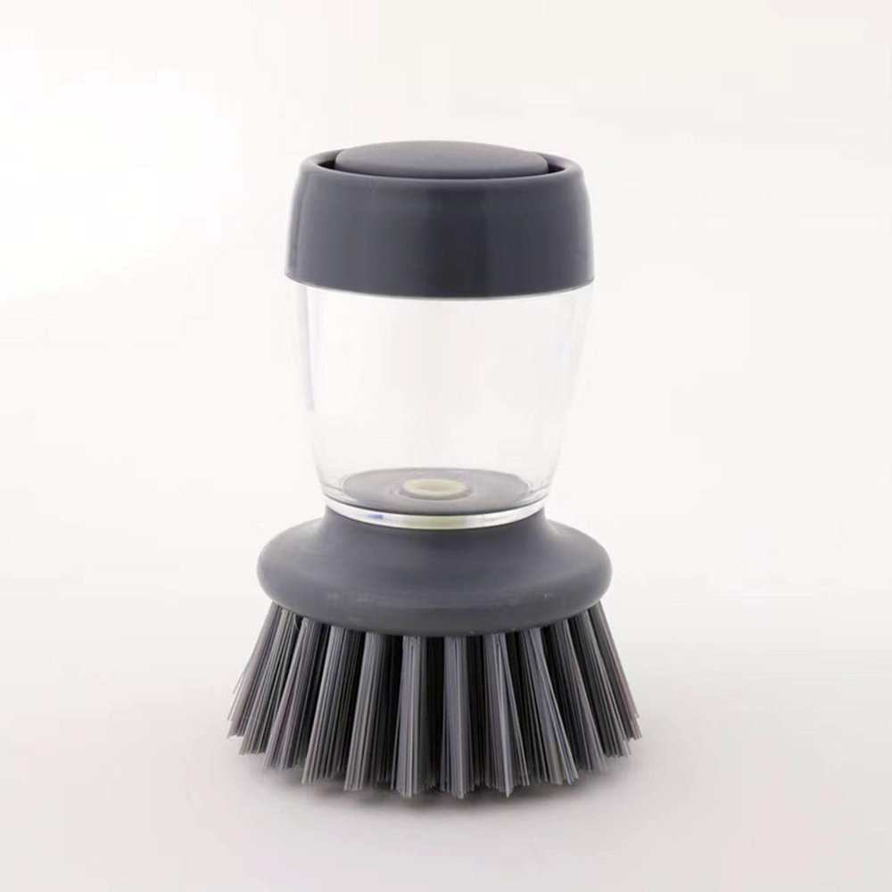 GeRRiT Soap Dispensing Palm Brush Storage Set, Kitchen Brush with Holder for Pot Pan Sink Cleaning, 1 Set (Grey), Gray