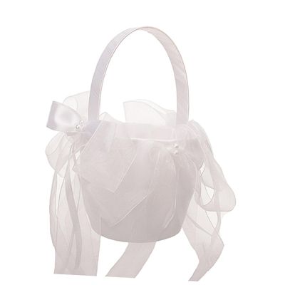Holibanna Elegant Flower Girl Basket for Wedding Mesh Bow Basket Romantic Touch for Special Events