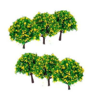 PRETYZOOM 20pcs Scale Model Trees Yellow Flowers for Train Scenery and Landscape Decoration Green Plants for Diorama and Building Models