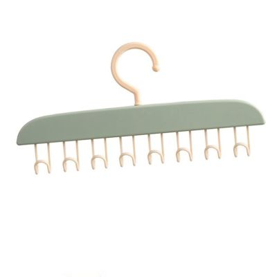 Space Saving Top Hanger with 20 Hooks Foldable Wood Closet Organizer and Storage for Bra, Scarf, and More (Light Green)