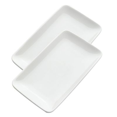 HOOTNEE 2pcs Ceramic Jewelry Tray Aesthetic Dish for Earrings Bracelets Versatile Serving Plate for Snacks Desserts Organizing Accessories Decor