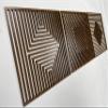 Large Geometric Wood Wall Art Set, 3 Piece Modern Wood Wall Decor Over the Bed, Abstract 3D Wooden Wall Art, Set of 3 Wood Wall Panels view 2