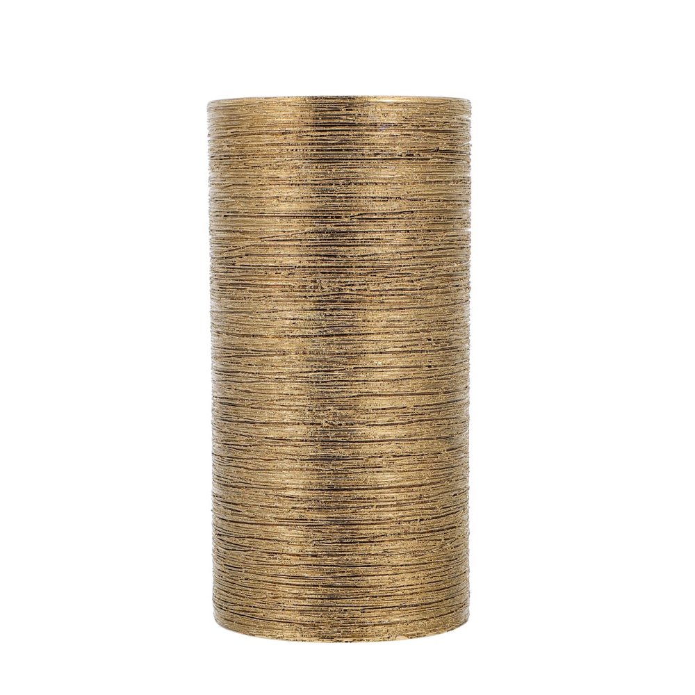 Amosfun Golden Brushed Ceramic Flower Vase Non-Slip Cylindrical Flower Pot Nordic Flower Vase for Home Office Table Flower Arrangement