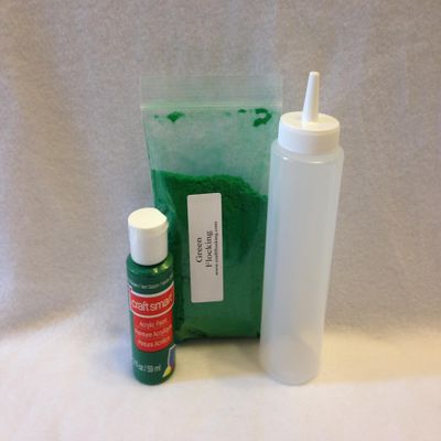 Fowl Flocker Flocking Kit 1oz Flock (Green) with 2 Ounce Color Matched Acrylic Paint/Adhesive and Applicator
