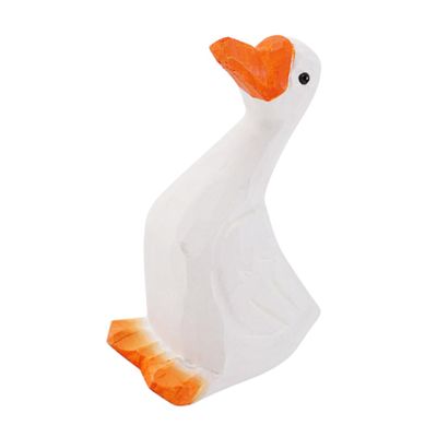 BESTOYARD 1pc White Goose Ornament Kid Room Decor Wooden Ducks Statues Tablescape Decor Duck Sculpture Wooden Crafts Home Decor Wooden Craft Ornament Basswood Decoration Desktop