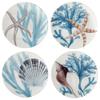 Beyond The Shore 11" Ceramic Dinner Plates  Set of 4 Assorted Coastal Designs with Shells, Starfish & Blue Marine Botanicals  Ocean-Inspired Plates for Main Courses, Seafood & Entertaining view 1