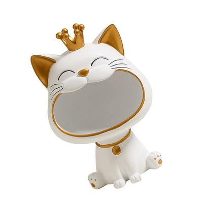 Amosfun 1pc Cat Shaped Storage Tray Creative Desktop Decor for Multifunctional White Cat Key Holder and Adornment for Accessory Organization