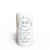 Personalized Funeral Memorial Candle, in Loving Memory White Floral Custom, Celebrations of Life, Tributes and Remembrances, Elegant Delicate Pillar 3"x6" (Noir) view 1