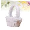 JOINPAYA Wedding Flower Girl Basket Lace Bowknot Elegant Decorative Basket for Bridal Ceremony for Flower Petals Candies and Keepsake for Special Events view 2