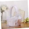 JOINPAYA Wedding Flower Girl Basket Lace Bowknot Elegant Decorative Basket for Bridal Ceremony for Flower Petals Candies and Keepsake for Special Events view 3