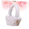JOINPAYA Wedding Flower Girl Basket Lace Bowknot Elegant Decorative Basket for Bridal Ceremony for Flower Petals Candies and Keepsake for Special Events view 4