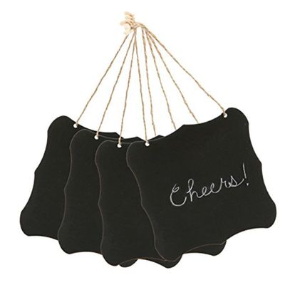 Amosfun Black Wooden Chalkboard Message Board Erasable Hanging Signs for Rustic Home Decor Weddings Parties and Boys and Girls Crafts