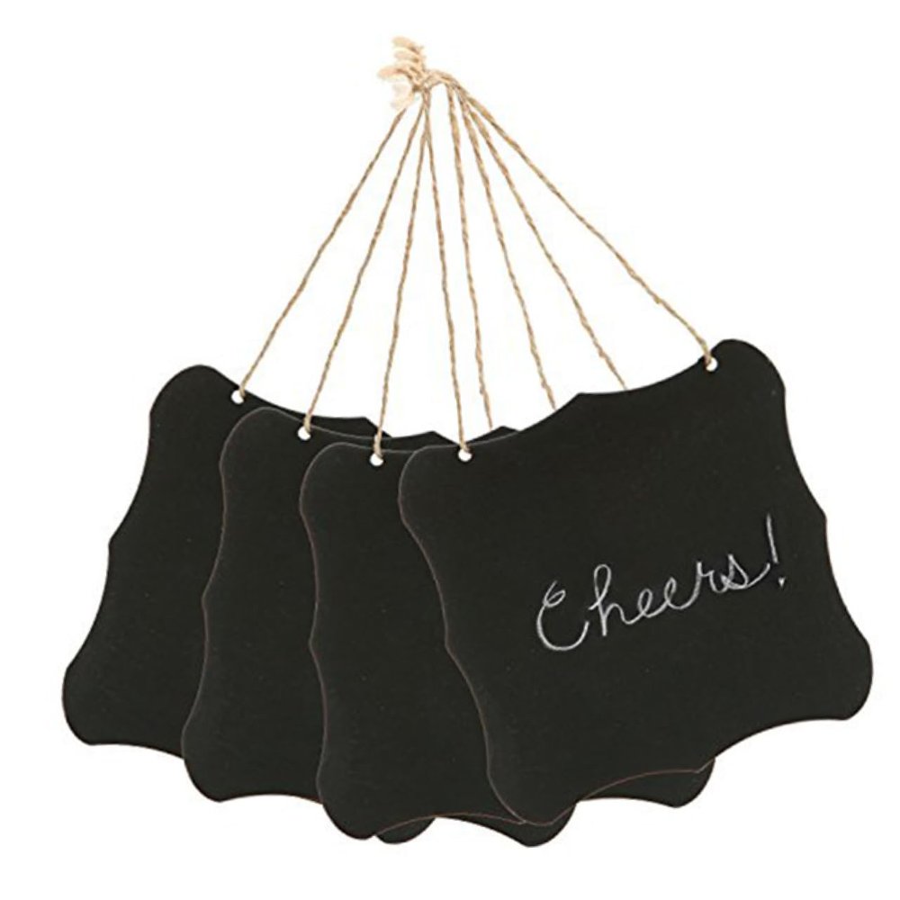 Amosfun Black Wooden Chalkboard Message Board Erasable Hanging Signs for Rustic Home Decor Weddings Parties and Boys and Girls Crafts