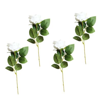 Amosfun 4pcs Artificial Rose Decor Soft Simulation Flowers for Home Decoration for Weddings Parties and Craft Projects Elegant Faux Roses