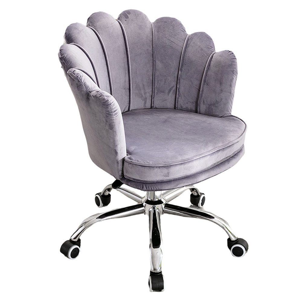Home Office Chair - Velvet Swivel Chair, Height Adjustable Petal Back Design Task Chair with Wheels Desk Chair for Bedroom Vanity
