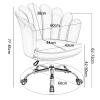 Home Office Chair - Velvet Swivel Chair, Height Adjustable Petal Back Design Task Chair with Wheels Desk Chair for Bedroom Vanity view 3