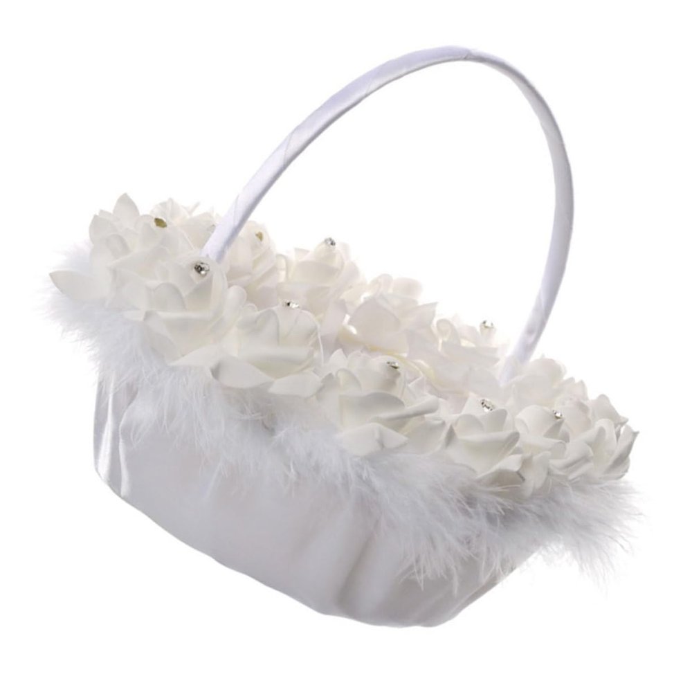 JOINPAYA Delicate Wedding Flower Basket for Flower Girls Elegant Handheld Basket Fine Workmanship for Petals Wedding Decor and