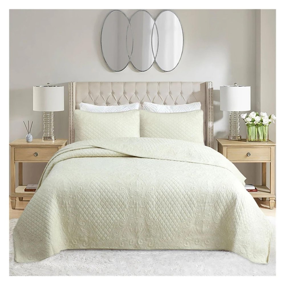 Zixmix 100% Cotton Quilted Bedspread with Pillowcases Quilt Set King Queen Size 3PCS Coverlet Summer Blanket Dust Cover Bed Sheeet,Bedding