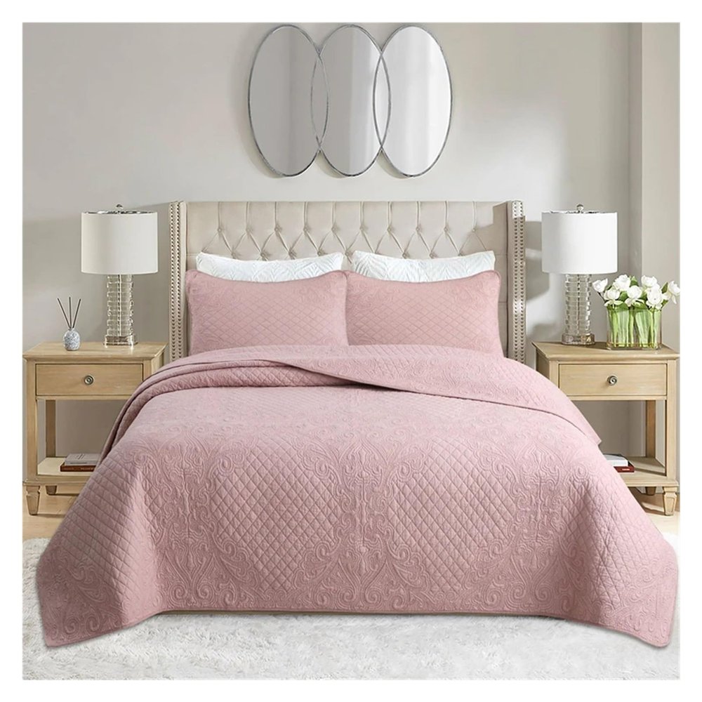 Zixmix 100% Cotton Quilted Bedspread with Pillowcases Quilt Set King Queen Size 3PCS Coverlet Summer Blanket Dust Cover Bed Sheeet,Bedding