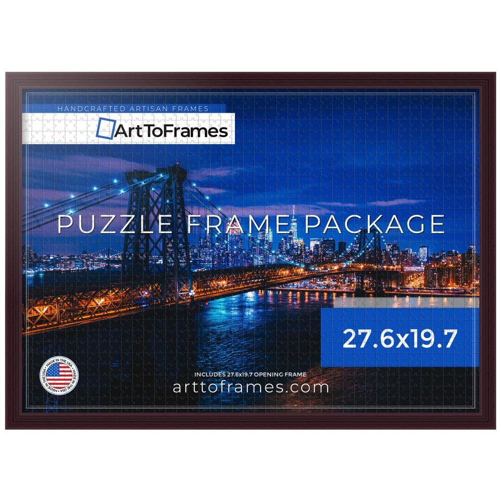 ArtToFrames 27.6x19.7 INCH/70x50 CM Red Frame for 1000 piece Puzzles.This 1.00 Inch Custom Wood Puzzle Frame is Brown - Comes with Economy Acrylic (Puzzle0066-60823-YCHY-27.6x19.7)