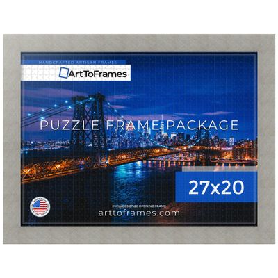 ArtToFrames 27x20 INCH/CM Silver Frame for 2000 piece Puzzles.This 2.00 Inch Custom MDF Puzzle Frame is Metallic Deco Silver - Comes with Economy Acrylic (Puzzle0066-20277-YSLV-27x20)