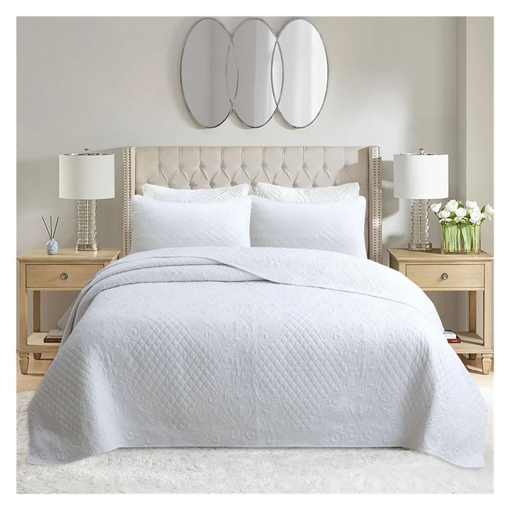 Zixmix 100% Cotton Quilted Bedspread with Pillowcases Quilt Set King Queen Size 3PCS Coverlet Summer Blanket Dust Cover Bed Sheeet,Bedding