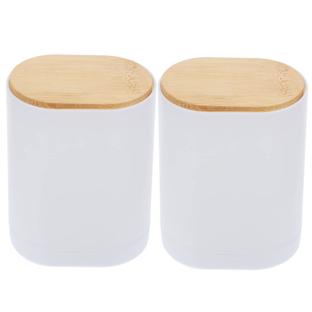 Zerodeko 2pcs Automatic Pressing Type Toothpick Dispenser Box Compact Bamboo Abs Container for Household Use Multi-functional Clean Toothpick Holder