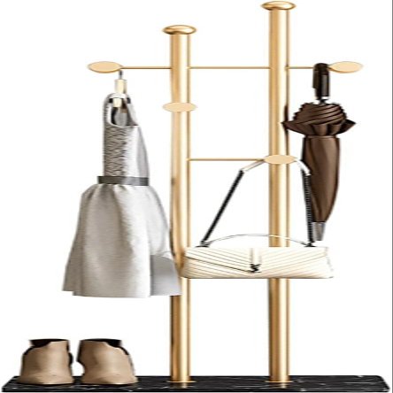 YUNYHAO Metal Coat Rack With Marble Base, Freestanding Coat Rack With 4 Hooks, Heavy Duty Base For Coats, Shirts, Dresses, Scarves, Suitable For Entrance, Living Room (Color : Gold+Black)