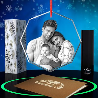 ArtPix 3D Crystal Photo Ornament, Custom Valentines Day Gift for Wife, Husband, Women, Men, Octagon