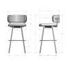 Amisco Yasmina 30 in. Swivel Bar Stool - Grey Polyester with Black Pepper Spots/Black Metal view 3