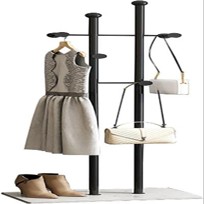 YUNYHAO Metal Coat Rack With Marble Base, Freestanding Coat Rack With 4 Hooks, Heavy Duty Base For Coats, Shirts, Dresses, Scarves, Suitable For Entrance, Living Room (Color : Black+White)