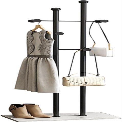 YUNYHAO Metal Coat Rack With Marble Base, Freestanding Coat Rack With 4 Hooks, Heavy Duty Base For Coats, Shirts, Dresses, Scarves, Suitable For Entrance, Living Room (Color : Black+White)