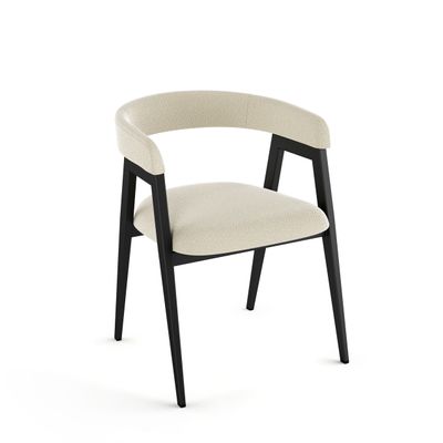 Amisco Caris Dining Chair - Cream Boucl Polyester/Black Metal
