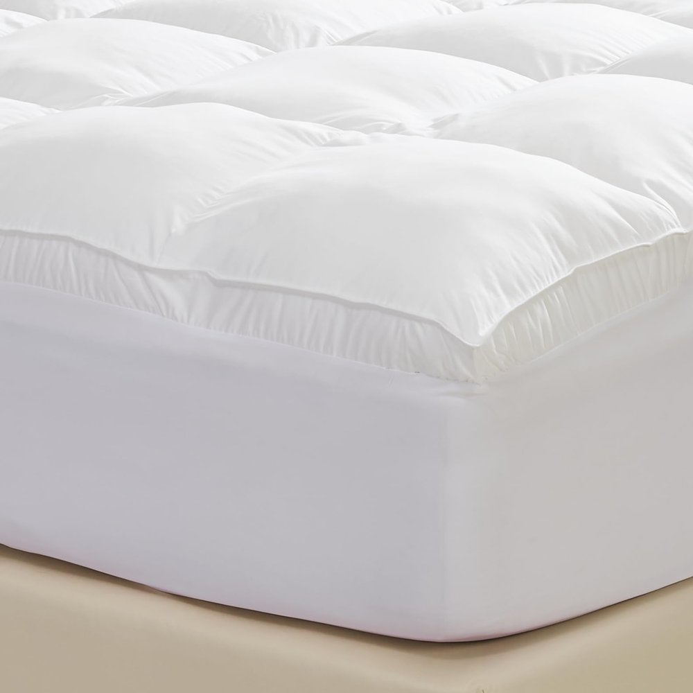 Cuddledown Ultra Plush Down Alternative Mattress Pad | 100% Cotton Fabric | Extra Thick | Hypoallergenic Fill | Twin Size