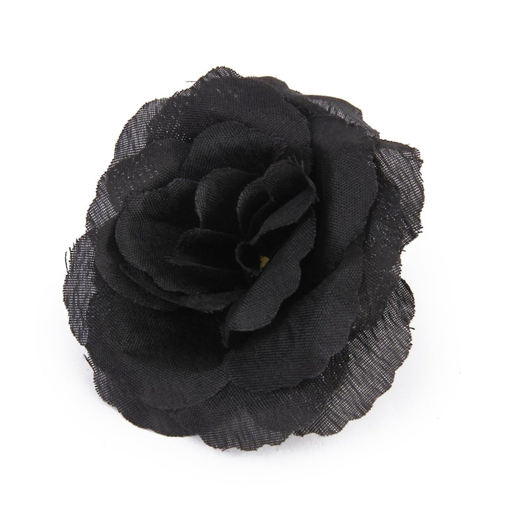 FUNOMOCYA Large Silk Flower Brooch Black Rose Wedding Corsage Flower for Hair Decorative