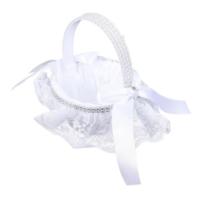 1pc Romantic Wedding Lace Flower Basket Delicate White Floral Storage Basket for Young Flower Girls for Weddings Birthdays and Holidays Lightweight and Portable Elegant Decoration