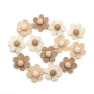 Glaciart One Felt Flower Garland - Fun Party Decorations for Easter, Spring & Birthdays - Home Decor for Living Room, Bedroom, Baby Room - 100% Natural Wool Pom Poms with Cotton String - 5.5 Ft.