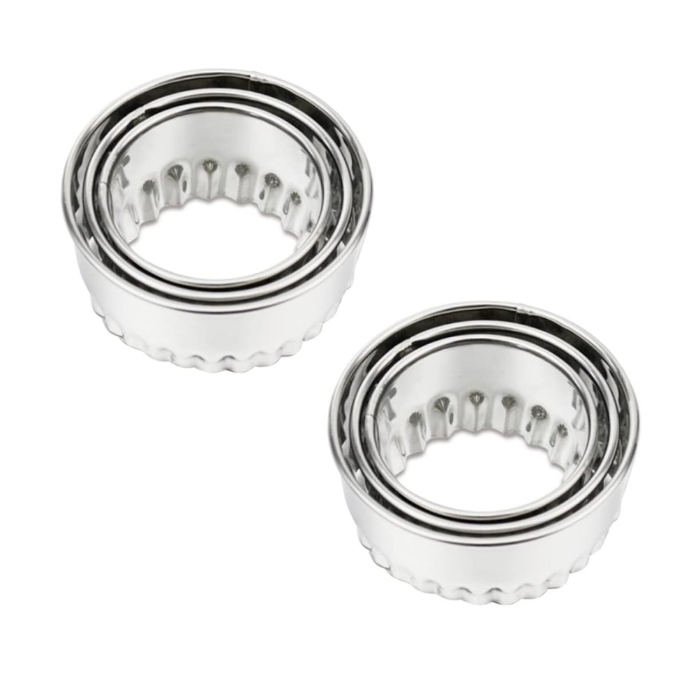 COLLBATH 3-pc Stainless Steel Dumpling Wrapper Molder Wave Edge for Pastry Dough Easy Shape Cutters Non-bendable for Baking
