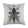 Cicada Flowers Insect Bug Vintage Tattoo Artist Entomology Throw Pillow view 1