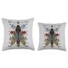 Cicada Flowers Insect Bug Vintage Tattoo Artist Entomology Throw Pillow view 3