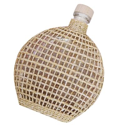 Amosfun Rattan Vase Glass Cider Bottle Decorative Vase for Flower Arrangement Wine Bottle